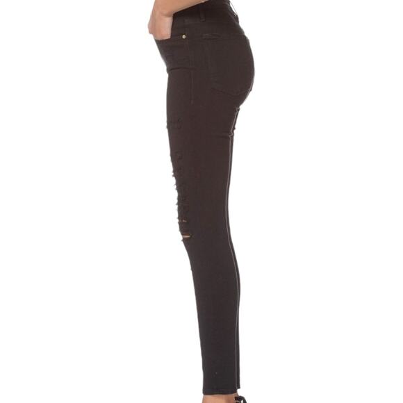 FRAME Denim Women's Black Le Skinny de Jeanne Distressed Ankle Jeans Size 25 - Picture 2 of 11